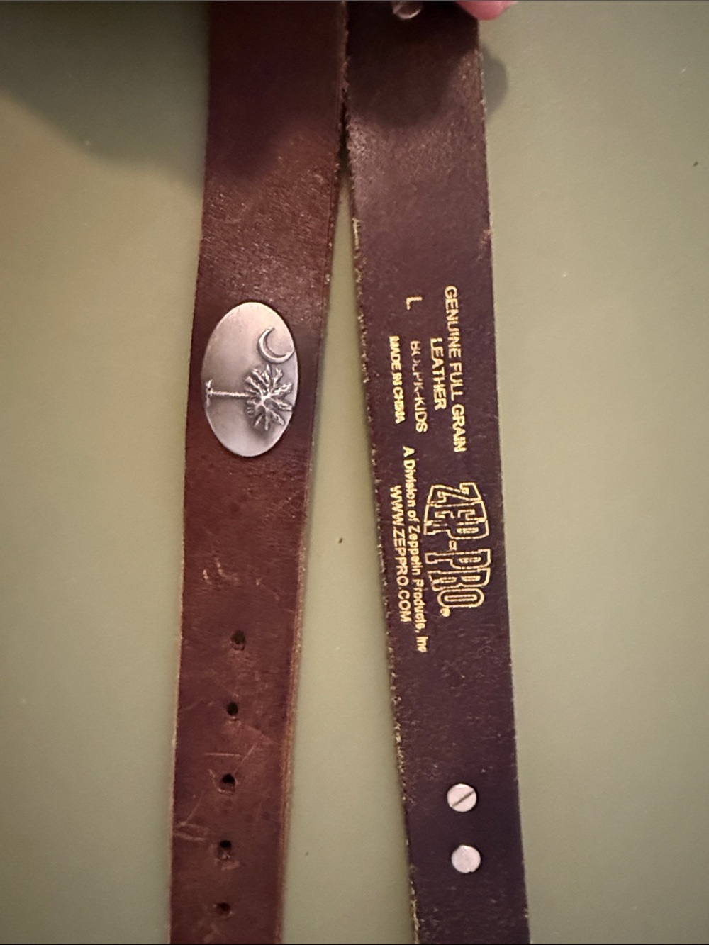 ZEP-PRO Genuine Full Grain Leather Brown Belt with Silver Concho